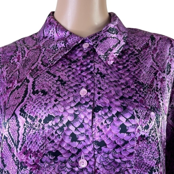 Neiman Marcus Women’s Top Blouse Purple Button Down Size 14 - Picture 6 of 11